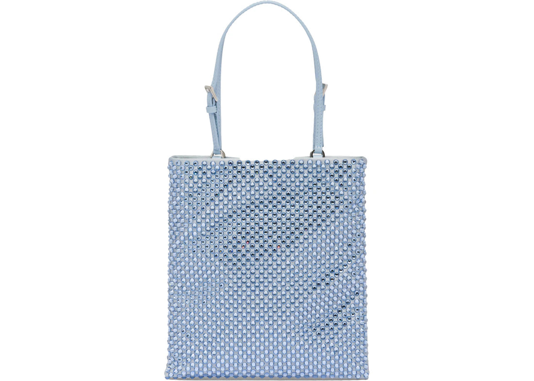prada embellished satin handbag celeste