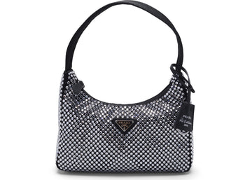 prada re-edition 2000 crystal mini bag black