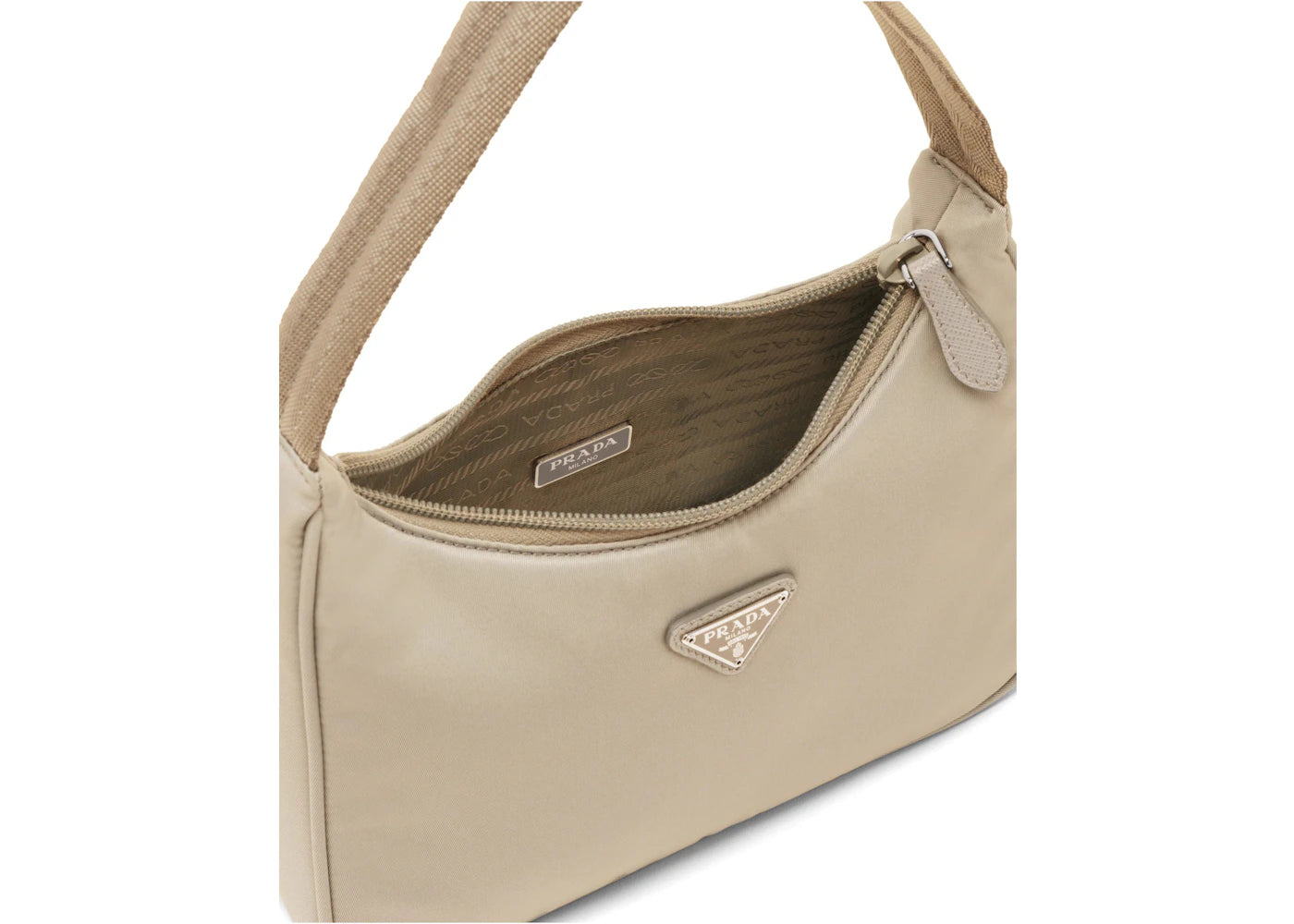 prada re-edition 2000 re-nylon mini bag desert beige