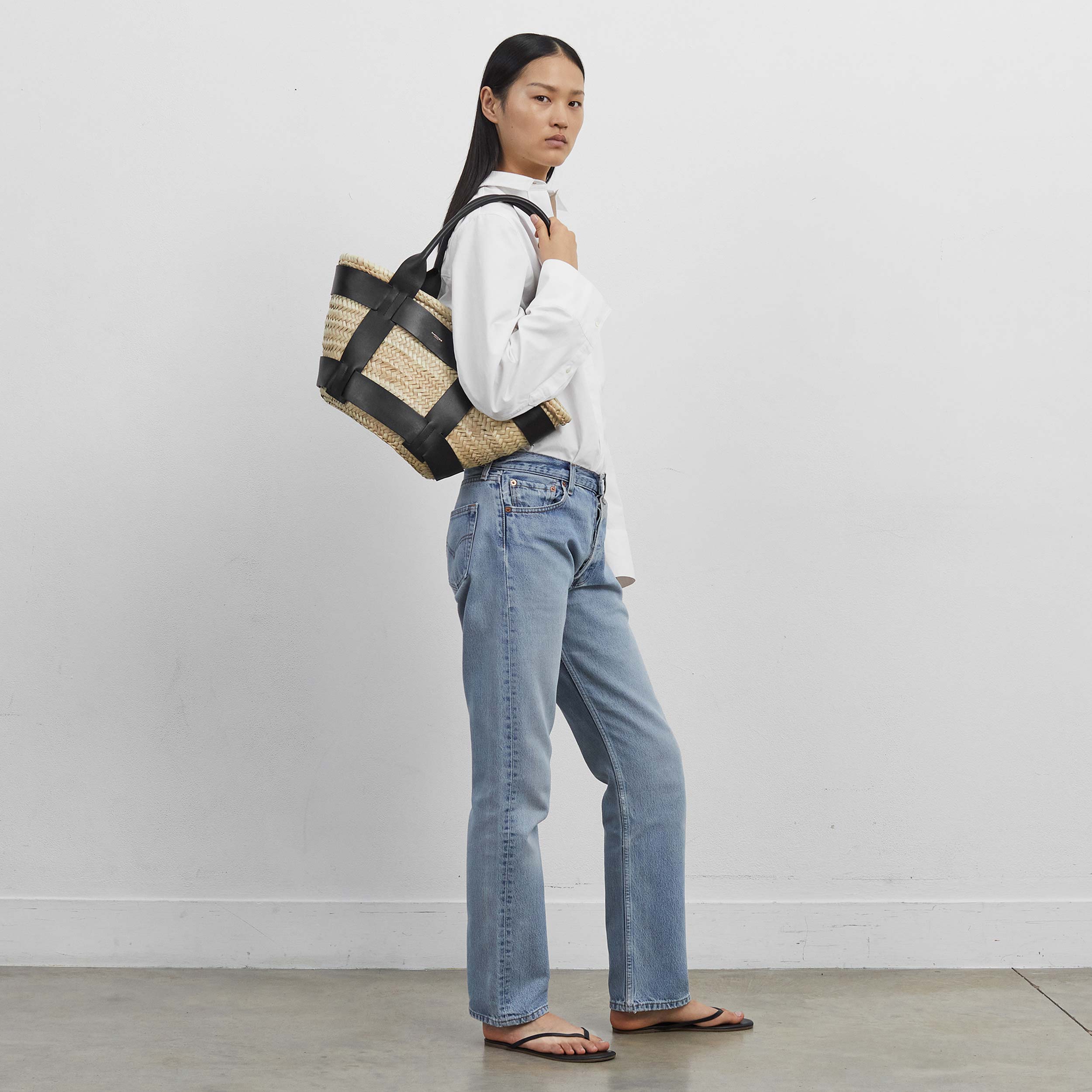 DeMellier The Santorini natural basket off-white smooth