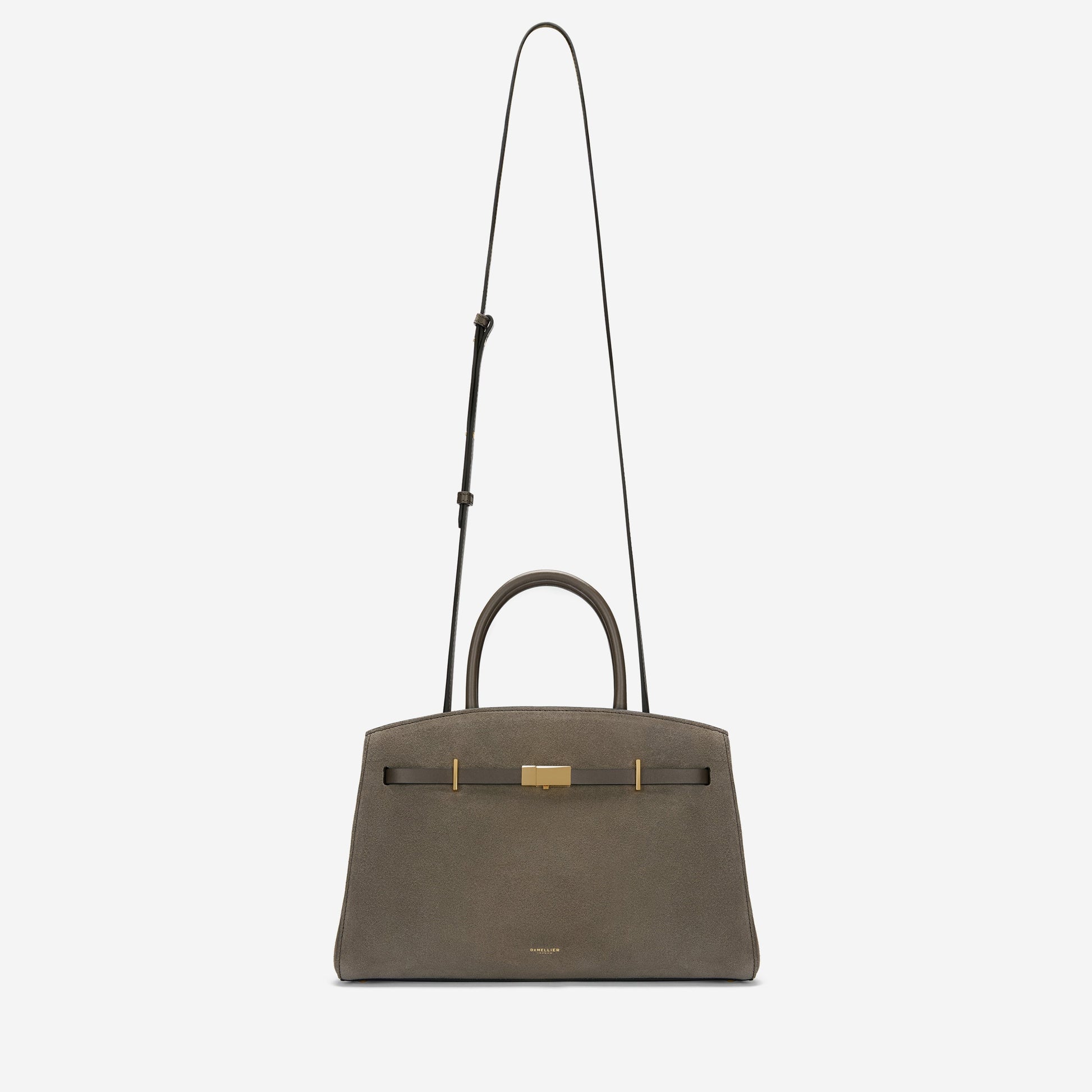 DeMellier The Midi Hudson deep olive suede & deep olive smooth