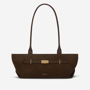 DeMellier The New York Shoulder mocha suede & mocha smooth