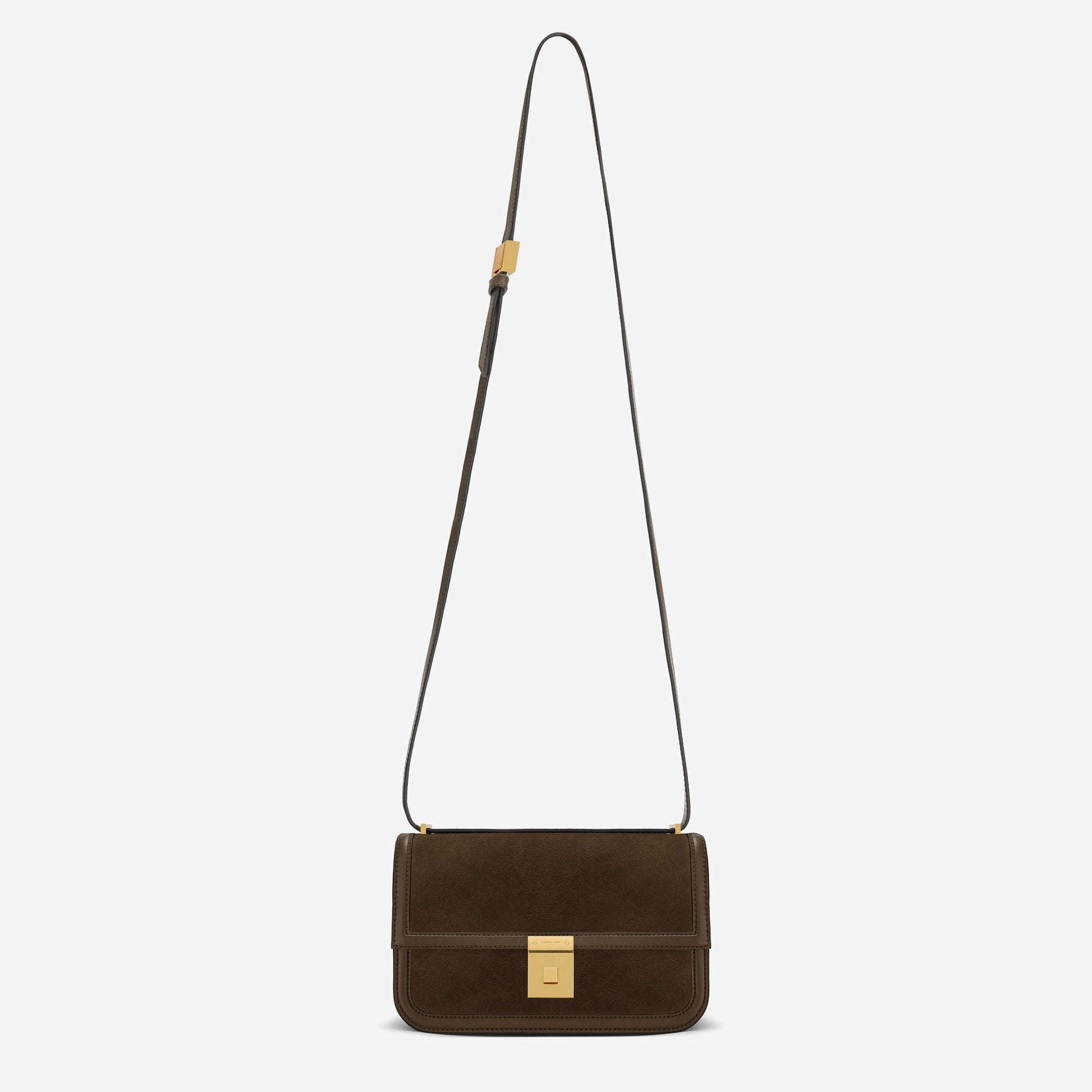 DeMellier The Paris Crossbody mocha suede & mocha smooth