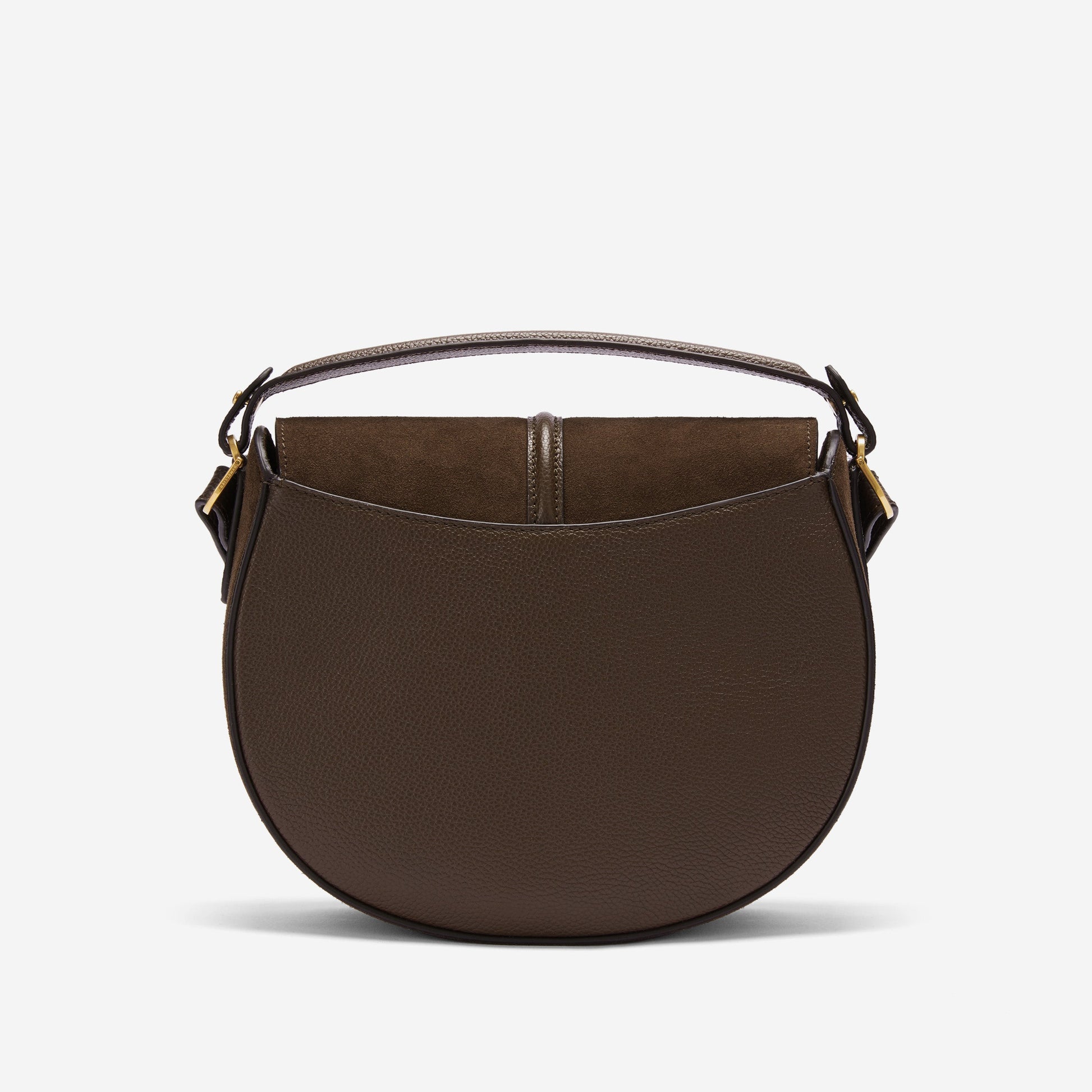 DeMellier The Siena Saddle mocha suede & mocha small grain