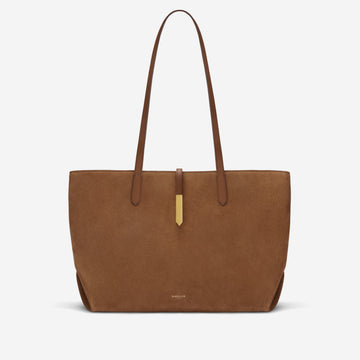 DeMellier The Tokyo Tote deep tan suede & deep tan smooth