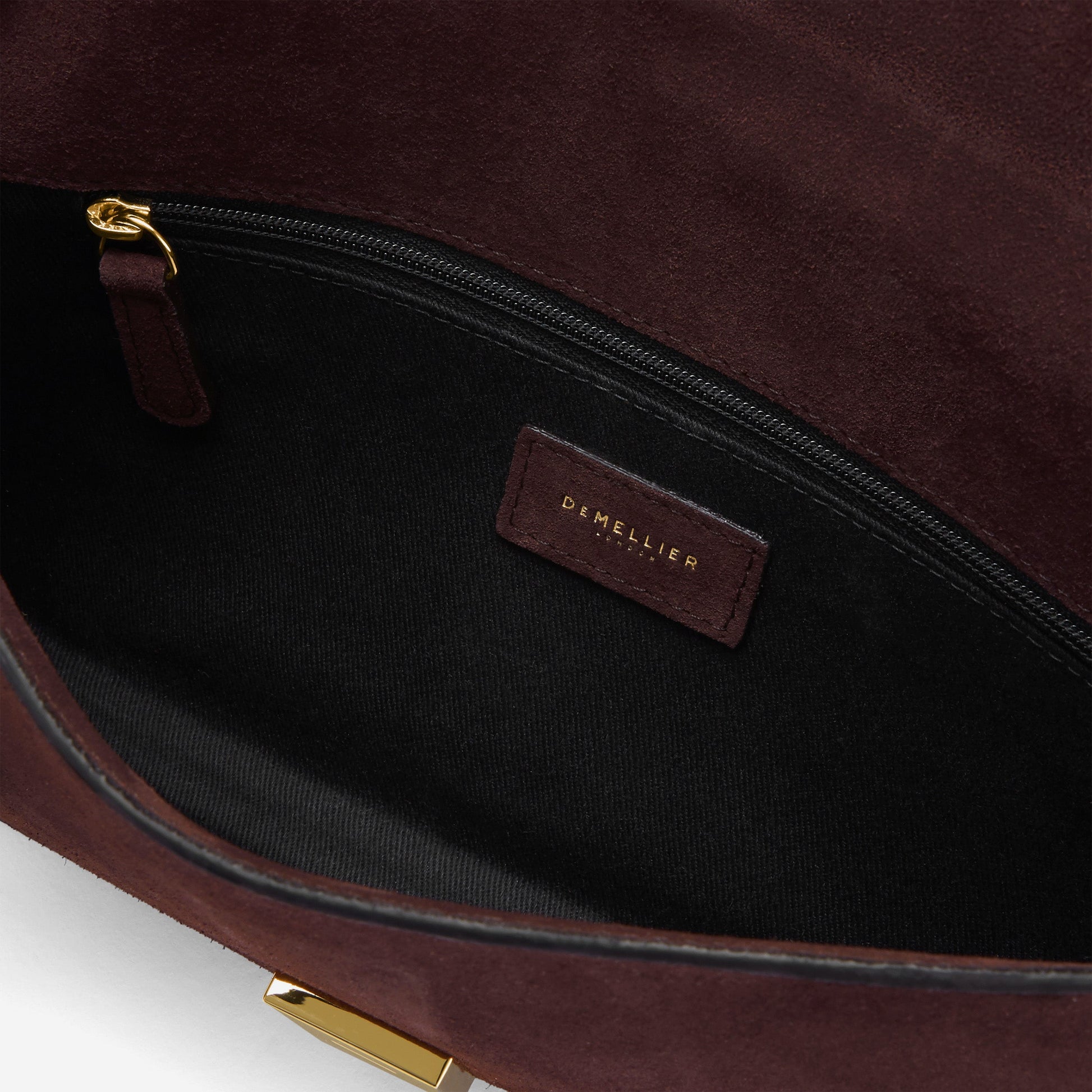 DeMellier The Vancouver Clutch burgundy suede & burgundy smooth
