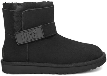 Ugg Mini Bailey Graphic Logo Strap Boot Black (Women'S)