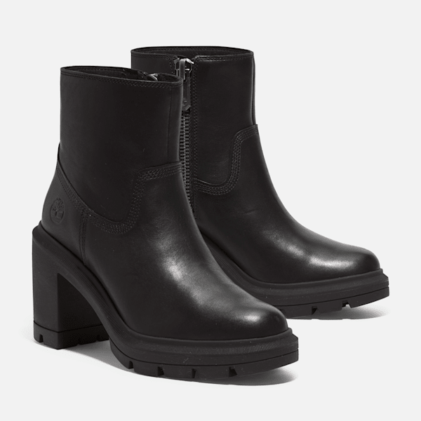 Timberland Allington Heights Mid Zip Boot Black Full-Grain Women'S