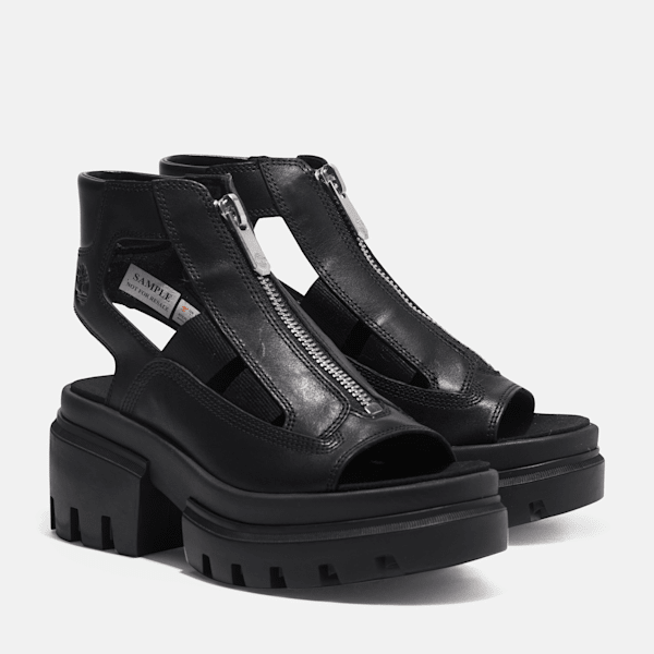 Timberland Everleigh Gladiator Sandal Black Full-Grain Women'S