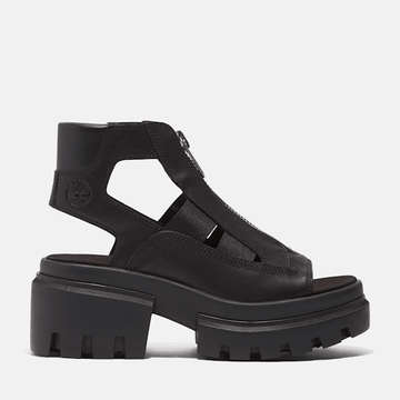 Timberland Everleigh Gladiator Sandal Black Full-Grain Women'S