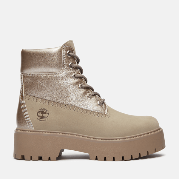 Timberland Stone Street 6-Inch Waterproof Platform Boot Grey Nubuck/Metallic Chrome Women'S