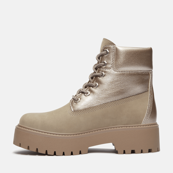 Timberland Stone Street 6-Inch Waterproof Platform Boot Grey Nubuck/Metallic Chrome Women'S