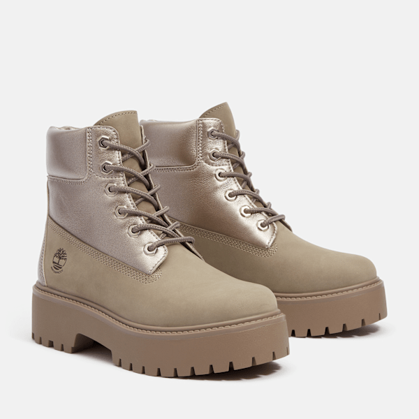 Timberland Stone Street 6-Inch Waterproof Platform Boot Grey Nubuck/Metallic Chrome Women'S