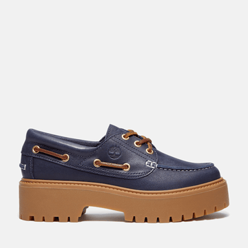 Timberland Stone Street Platform Boat Shoe Dark Blue Full-Grain Women'S