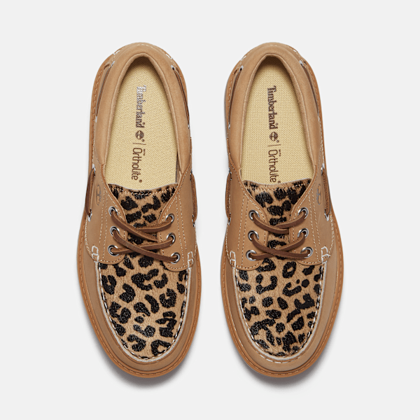 Timberland Stone Street Platform Boat Shoe Leopard Print/Beige Nubuck Women'S