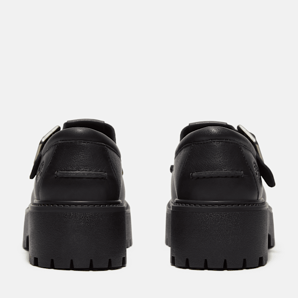 Timberland Stone Street Platform Buckle Shoe Black Full-Grain Women'S