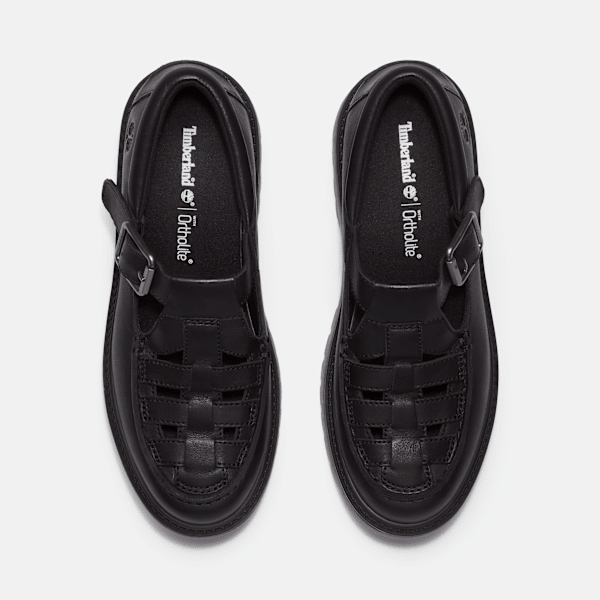 Timberland Stone Street Platform Buckle Shoe Black Full-Grain Women'S