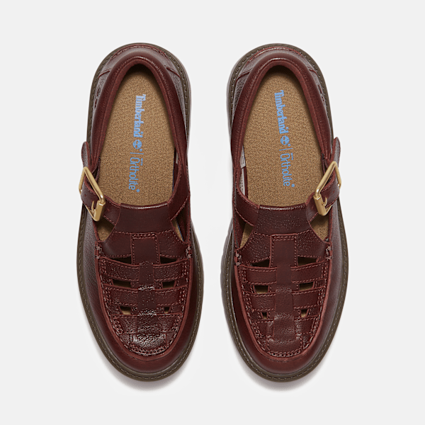 Timberland Stone Street Platform Buckle Shoe Burgundy Full-Grain Women'S