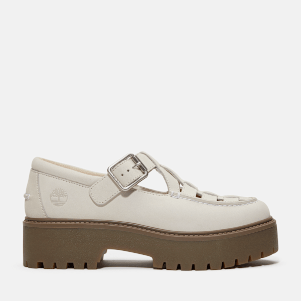 Timberland Stone Street Platform Buckle Shoe Natural Nubuck Women'S