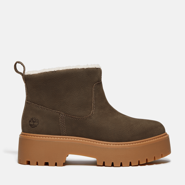 Timberland Stone Street Warm-Lined Platform Boot Dark Brown Full-Grain Women'S