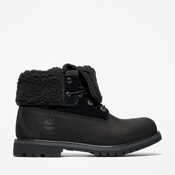 Timberland Warm-Lined Waterproof Roll-Top Boot Black Nubuck Women'S