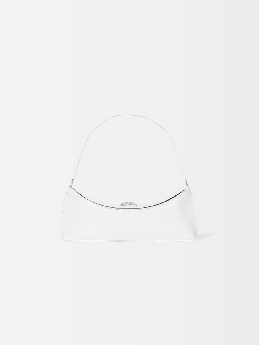 Jacquemus The Ovalo Clutch Shoulder Bag In Glazed Leather White