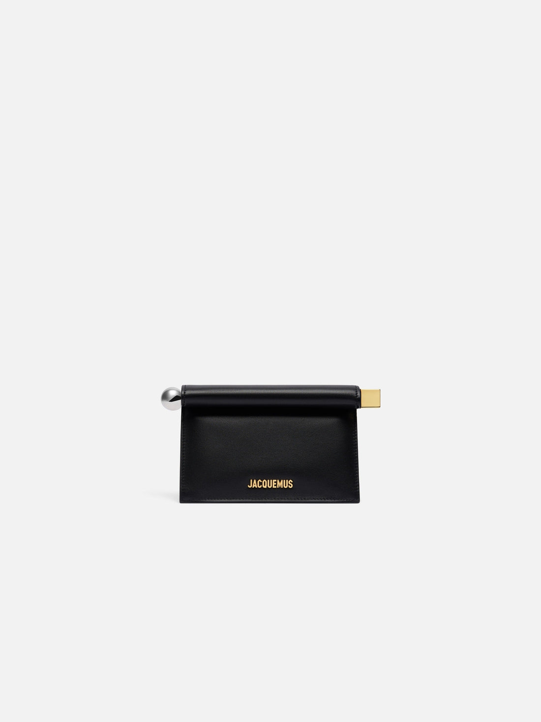 Jacquemus The Small Rond CarreClutch Nappa Leather Folded Clutch Black