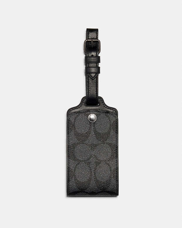 Luggage Tag In Signature Canvas Signature Canvas-Gunmetal-Charcoal Signature Canvas-Gunmetal-Charcoal