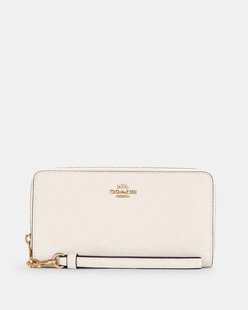 Long Zip Around Wallet Crossgrain Leather-Gold-Chalk Crossgrain Leather-Gold-Chalk