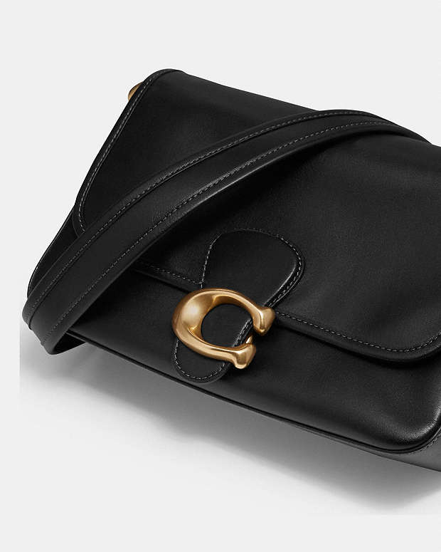 Soft Tabby Shoulder Bag Smooth Leather-Brass-Black Smooth Leather-Brass-Black