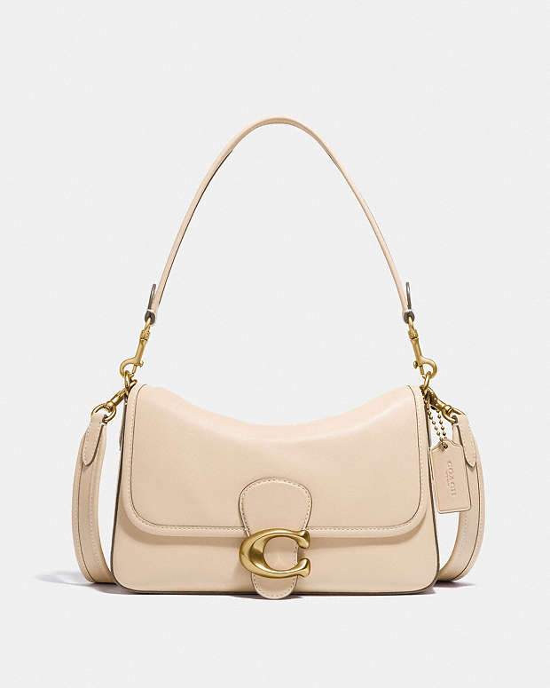 Soft Tabby Shoulder Bag Smooth Leather-Brass-Ivory Smooth Leather-Brass-Ivory