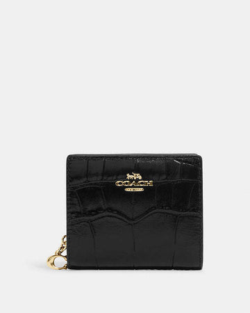 Snap Wallet Embossed Crocodile-Gold-Black Embossed Crocodile-Gold-Black