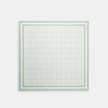 Coach Signature Print Silk Square Scarf Pistachio