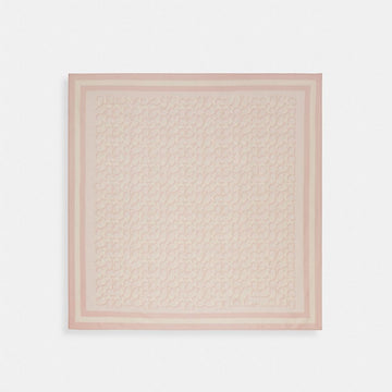 Coach Signature Print Silk Square Scarf Nude