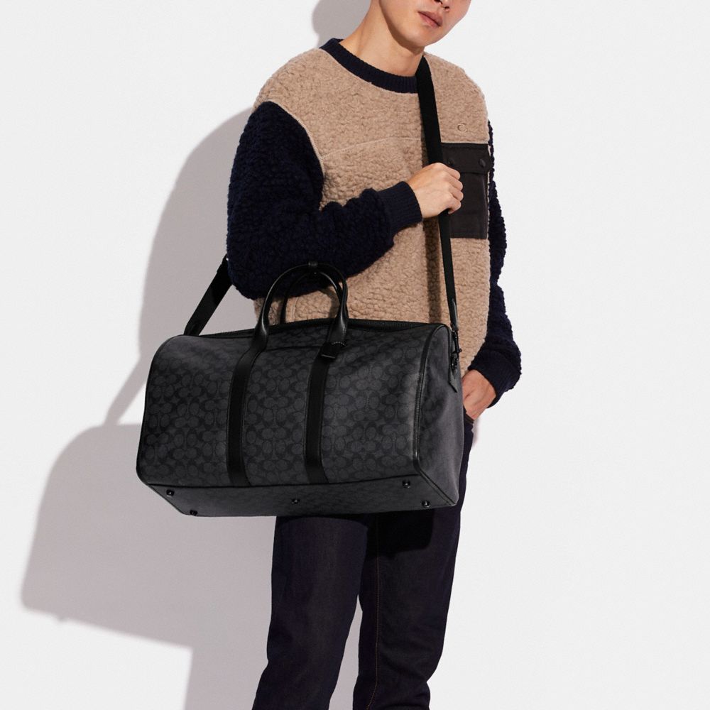 Coach Gotham Duffle Bag In Signature Canvas Black Copper Charcoal