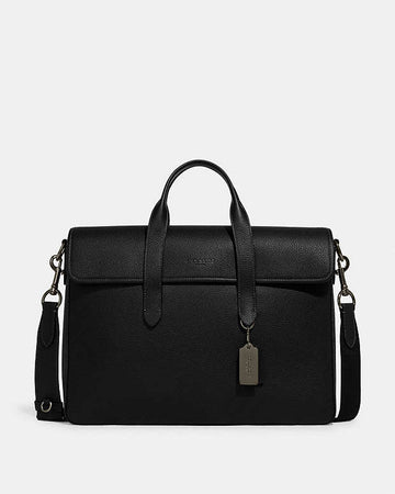 Sullivan Portfolio Brief Pebbled Leather-Gunmetal-Black Pebbled Leather-Gunmetal-Black