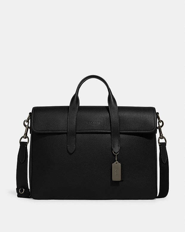 Sullivan Portfolio Brief Pebbled Leather-Gunmetal-Black Pebbled Leather-Gunmetal-Black