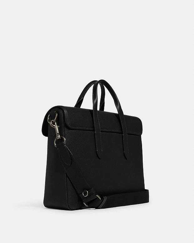 Sullivan Portfolio Brief Pebbled Leather-Gunmetal-Black Pebbled Leather-Gunmetal-Black