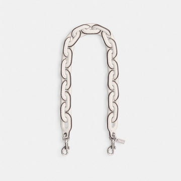 Coach Leather Covered Short Chain Strap Silver Chalk
