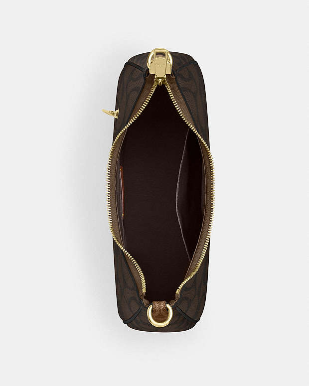 Teri Hobo Bag In Blocked Signature Canvas Signature Canvas-Gold-Walnut-Tan Signature Canvas-Gold-Walnut-Tan