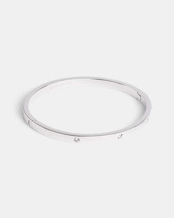 Stone Hinged Bangle Silver Silver
