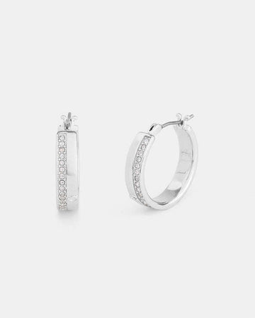 Pavé Hoop Earrings Silver Silver