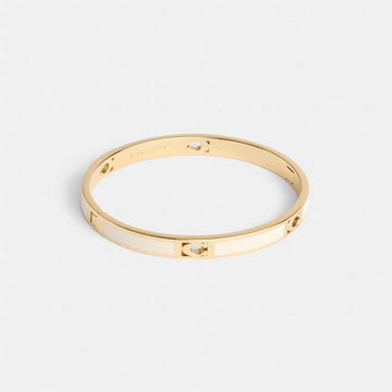 Coach Signature Enamel Bangle Gold Chalk