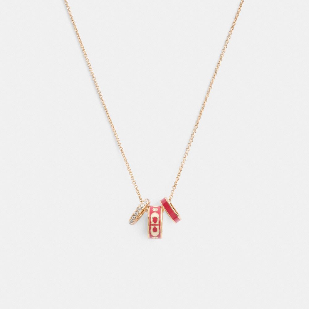 Coach Signature Enamel Rondell Necklace Gold Red