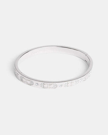 Signature Pavé Hinged Bangle Silver Silver