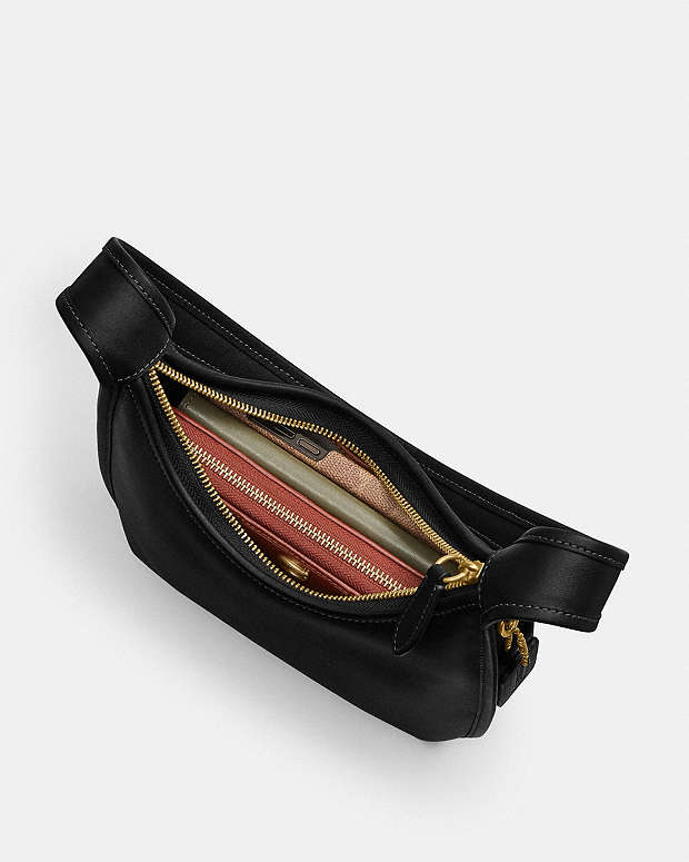 Curve Zip Bag Patent Leather-Brass-Black Patent Leather-Brass-Black