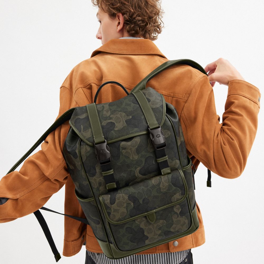 Coach League Flap Backpack In Signature Camo Print Signature Camo