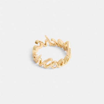 Coach Coach Script Ring Gold