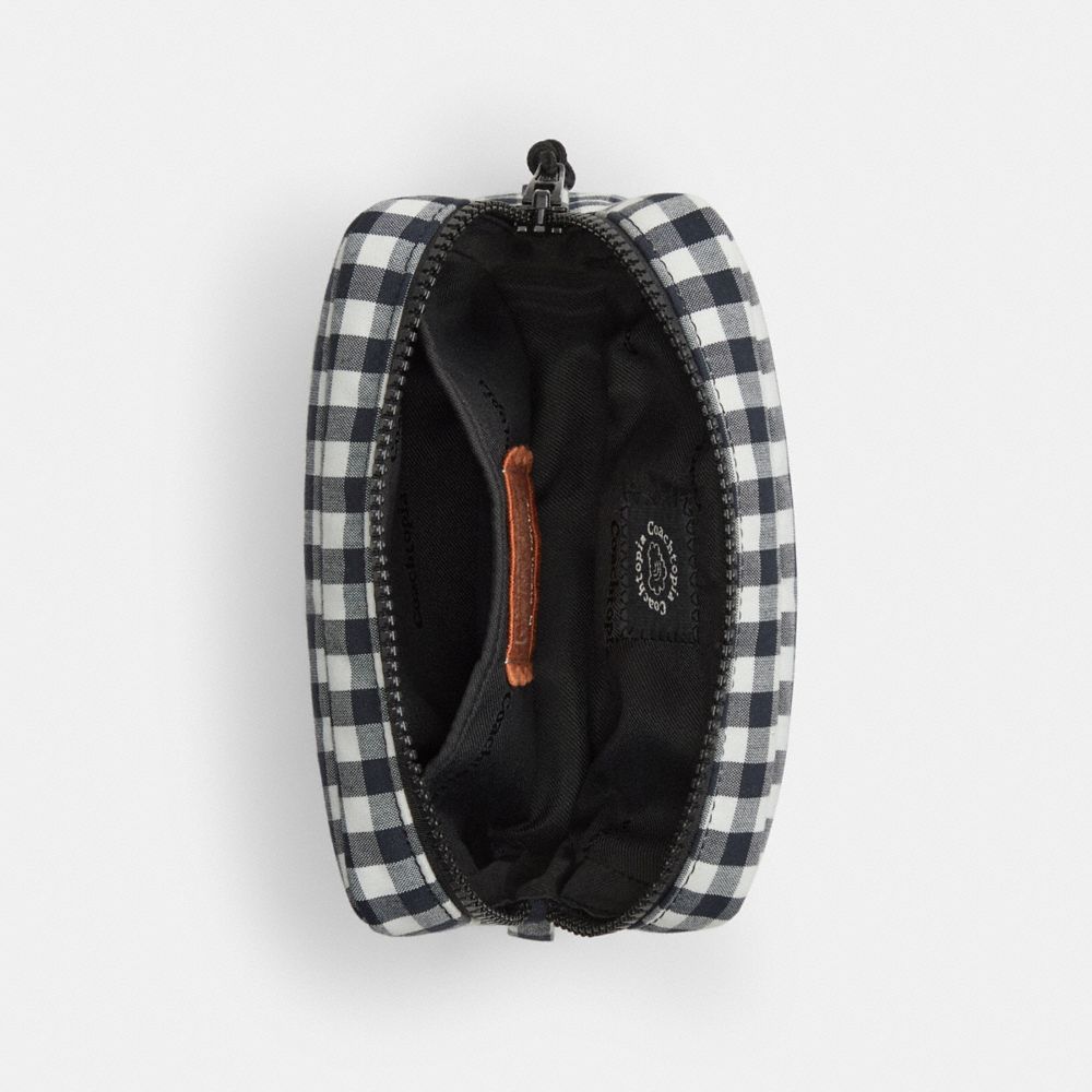 Coach Coachtopia Loop Pouch In Recycled Polyester With Gingham Pattern Black White Gingham