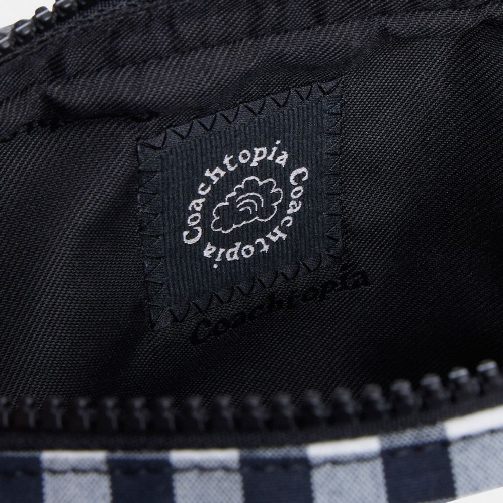 Coach Coachtopia Loop Pouch In Recycled Polyester With Gingham Pattern Black White Gingham